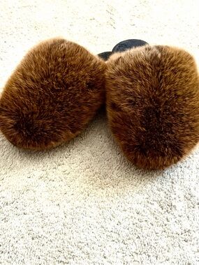Steve Madden Brown Faux Fur Slide Slippers